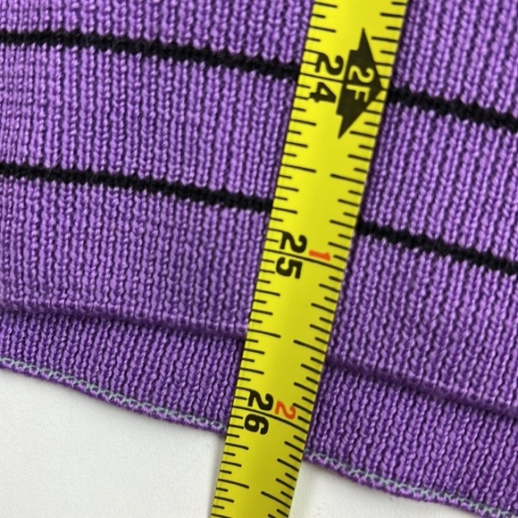 Men's Lacoste purple wool striped v-neck sweater - Picture 10 of 11